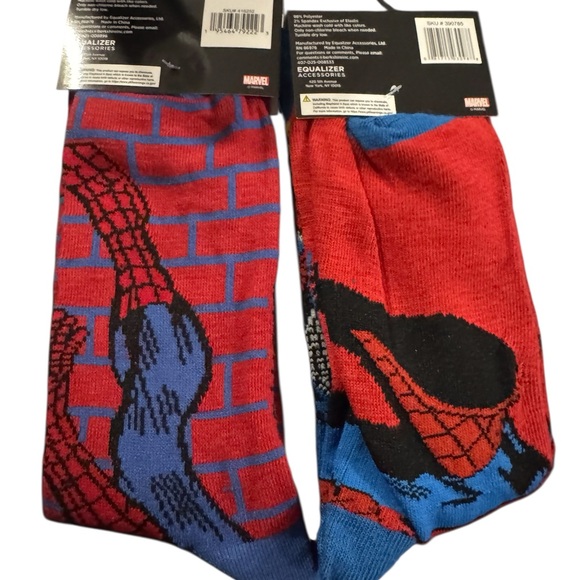 Marvel Spider-Man Casual Crew Socks - Red and Blue - Picture 2 of 2